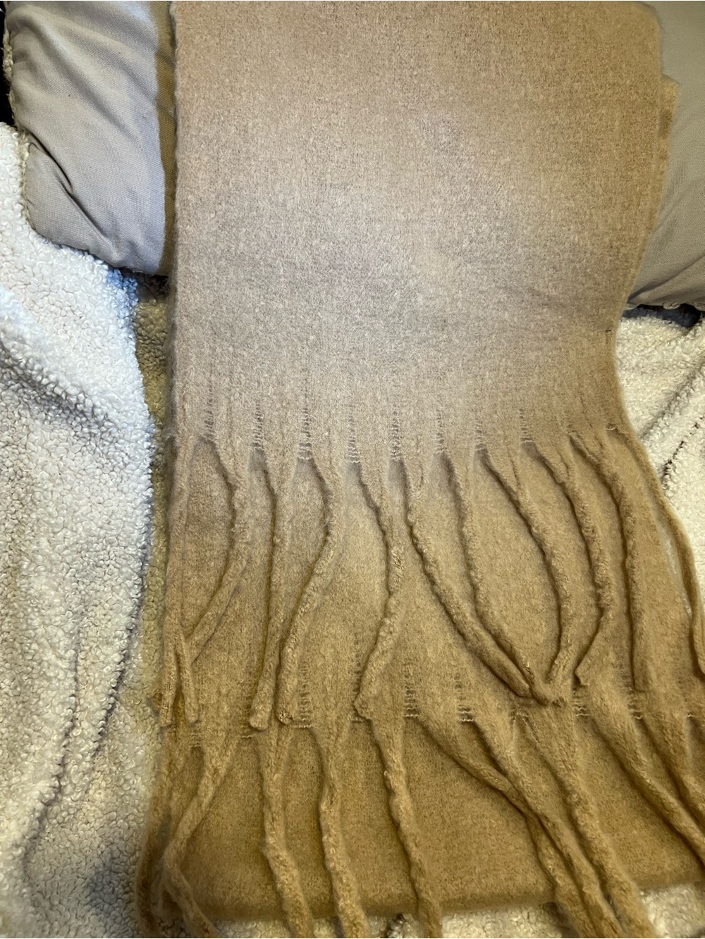Cozy Fringe Women's Sweater Scarf - Camel